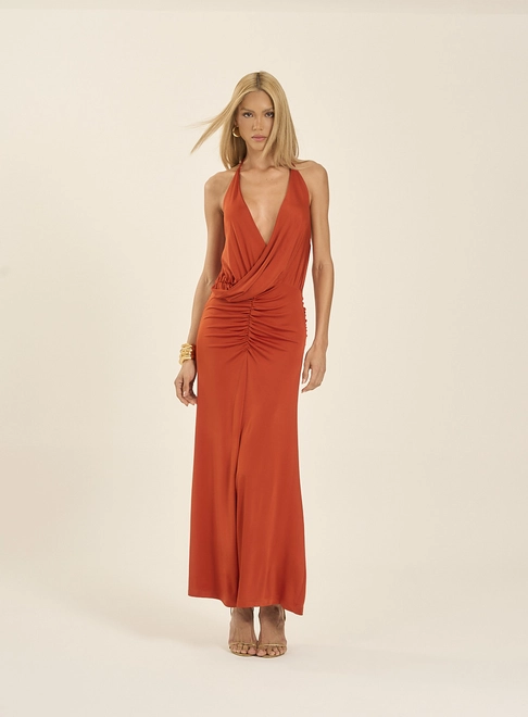 Vestido Longo Transpassado Com Amarração
