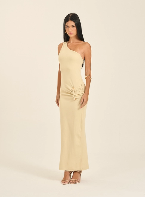 Vestido Longo Um Ombro Só Canelado