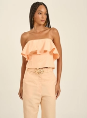 Top Cropped Tomara Que Caia Com Babado