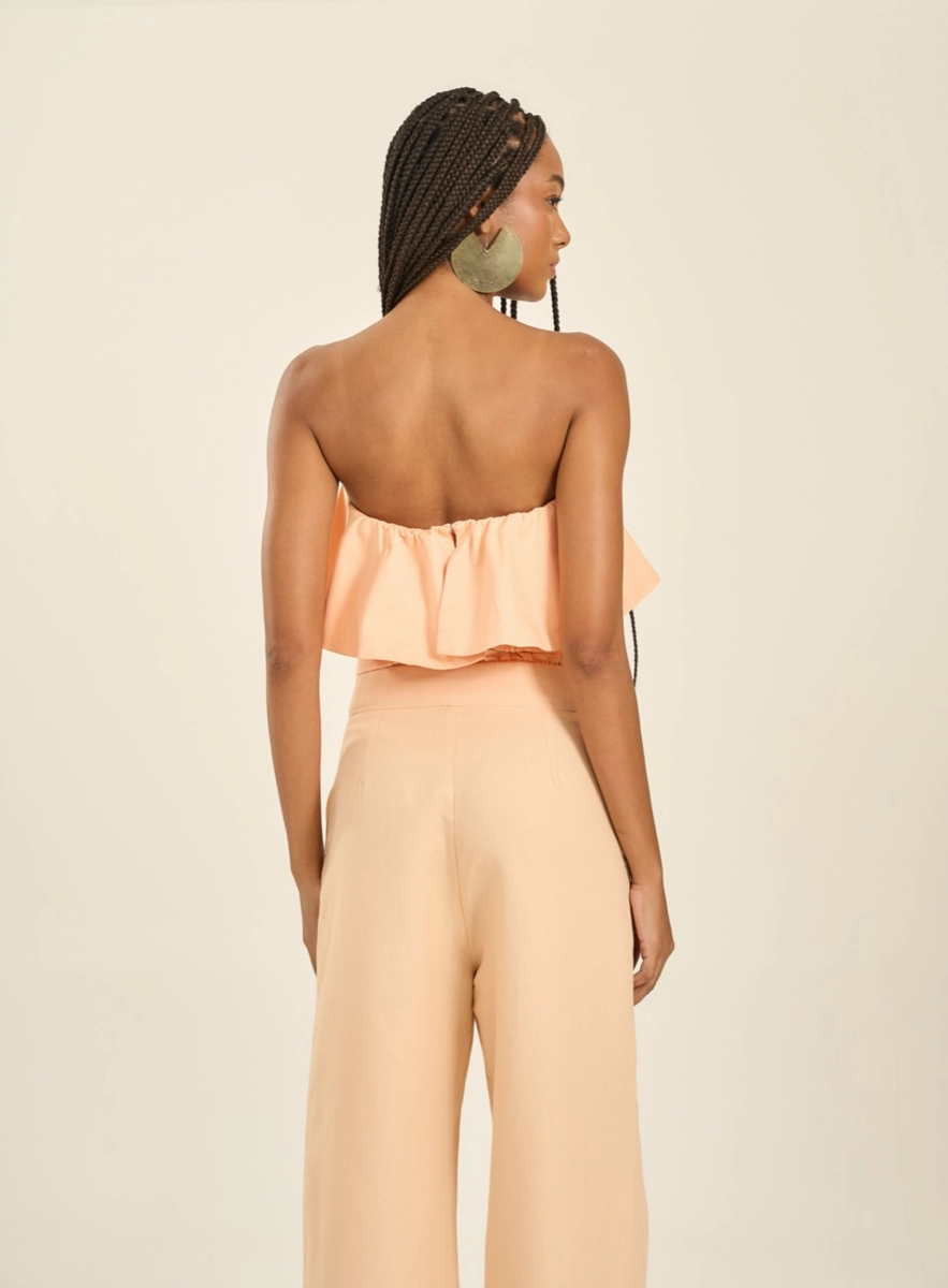 Top Cropped Tomara Que Caia Com Babado Laranja Souisy