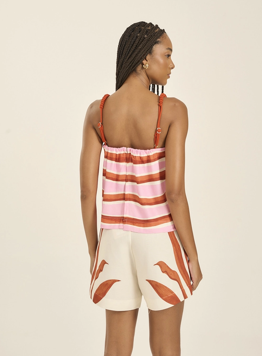 Top Cropped Estampado Com Alças Finas Estampados Souisy