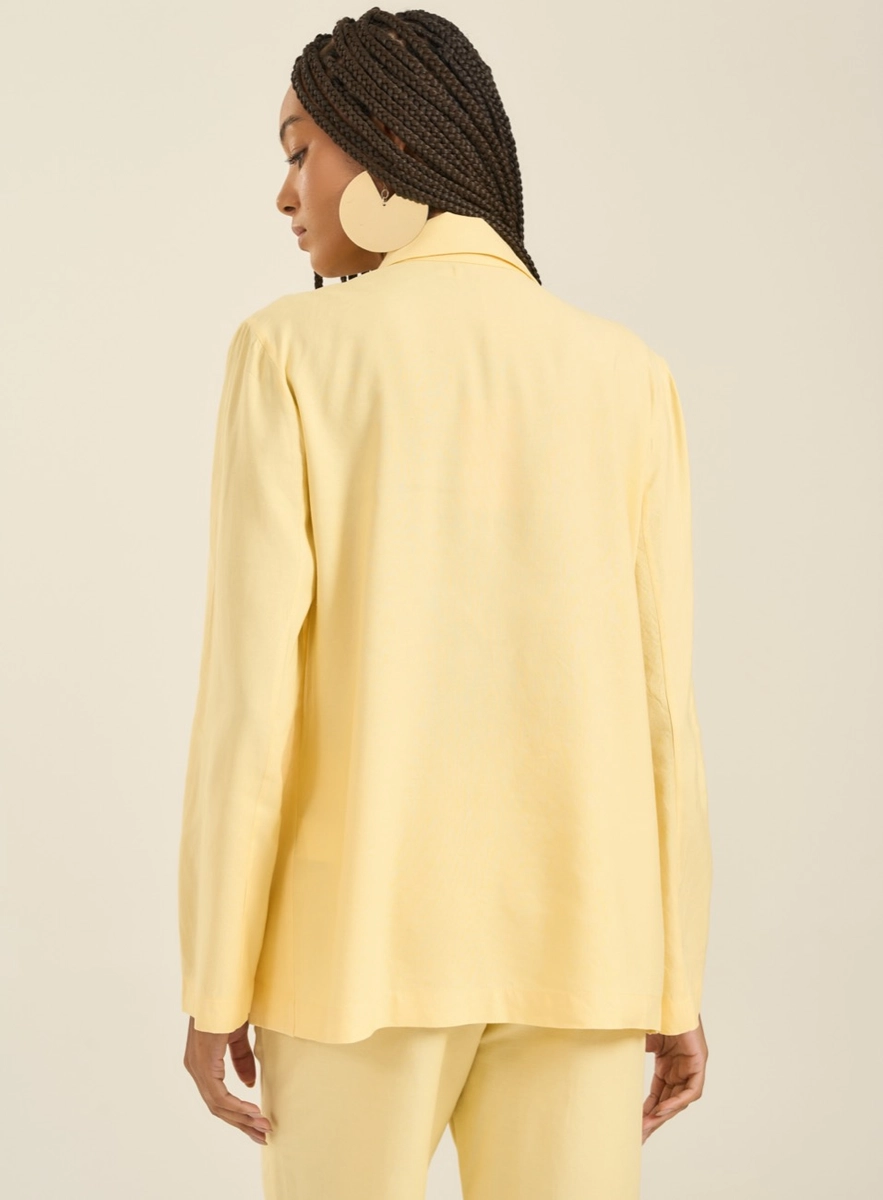 Conjunto De Alfaiataria Com Blazer E Calça Amarelo Souisy