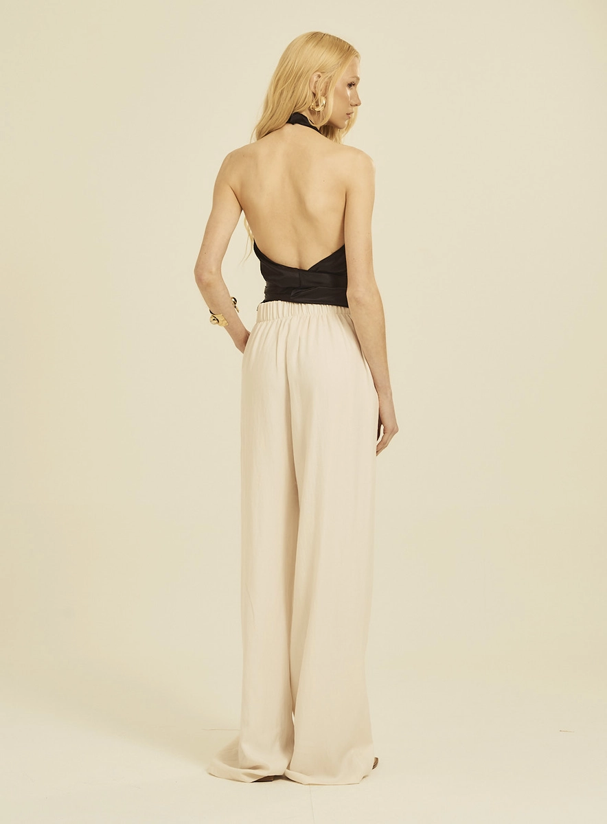 Calça Pantalona Alfaiataria Bege Souisy