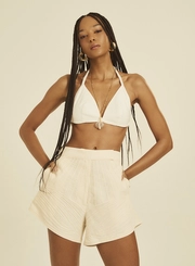 Short Alfaiataria Evasê Bordado