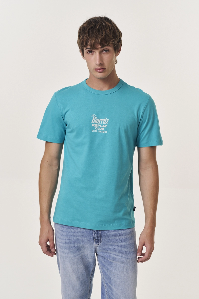 Camiseta Masculina Básica Com Estampa Verde Replay