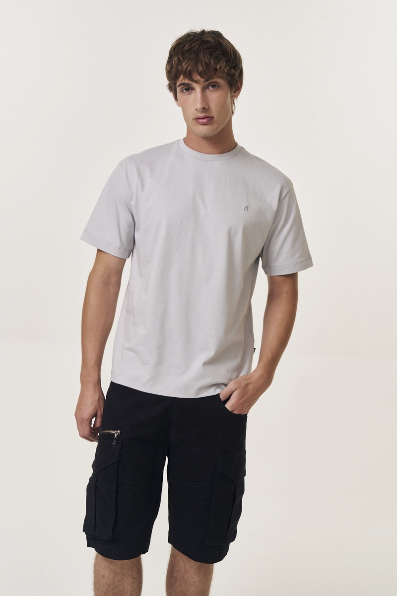 Camiseta Masculina Relaxed Básica Cinza Replay