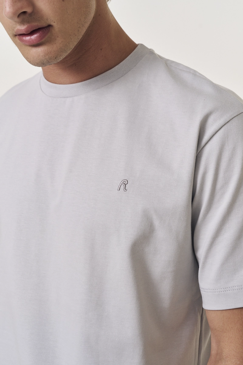 Camiseta Masculina Relaxed Básica Cinza Lcecci