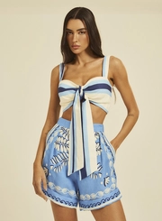 Top Estruturado Bustiê Estampado Com Amarração