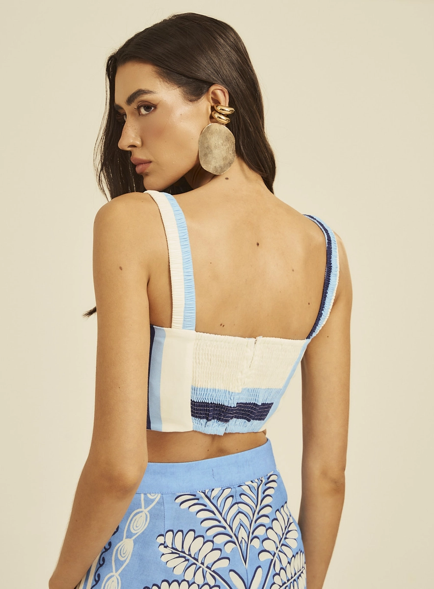 Top Estruturado Bustiê Estampado Com Amarração Estampados Souisy
