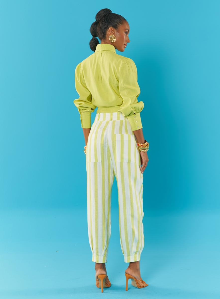 Calça cintura shop alta listrada